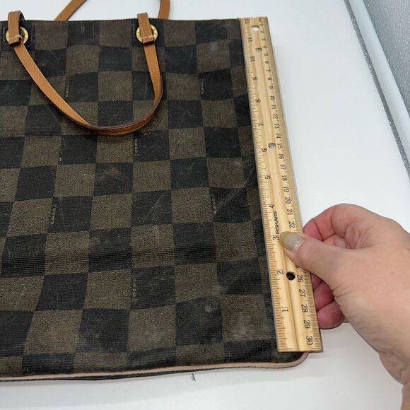 Fendi Vintage RARE Brown Checkered Box Short Handle Tote - Picture 15 of 16